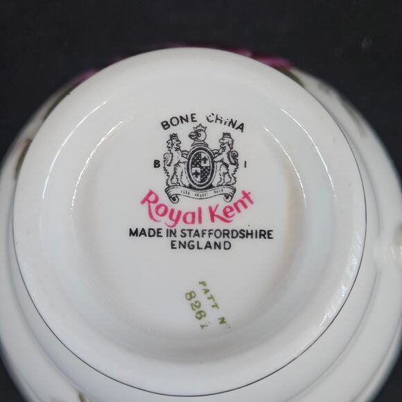 Royal Kent Bone China Tea Cup and Saucer Set Purple Rose Made in England - Picture 7 of 14